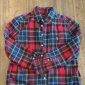 Kid’s Polo Plaid Shirt - Red and Blue